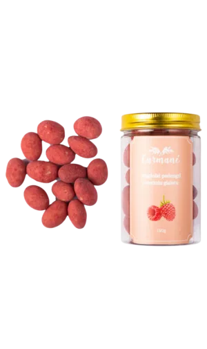 Migdolai padengti avietiniu glaistu 150g